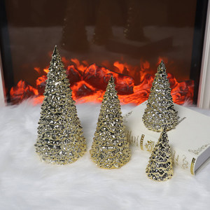 Árboles <span class=keywords><strong>de</strong></span> <span class=keywords><strong>Navidad</strong></span> <span class=keywords><strong>de</strong></span> Cerámica Electrochapados en Oro Metálico, Decoración <span class=keywords><strong>de</strong></span> <span class=keywords><strong>Mesa</strong></span> <span class=keywords><strong>de</strong></span> Porcelana en Varios Tamaños - Product Image 6