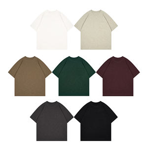 Camiseta para hombre para todas las estaciones 310gsm Slub Cotton, transpirable de gran tamaño Color sólido - Product Image 2