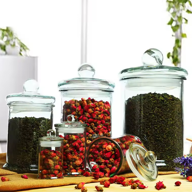 Wholesale Price Available Different Sizes Kitchen Grain Food Glass Storage Jars with Airtight Lids