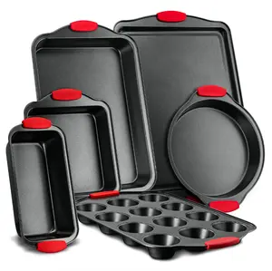 6 peças antiaderente Bakeware Set Baking Tin Bolo Bandeja Pizza Pan para Forno