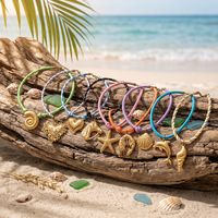 Collier en acier inoxydable de style européen et américain OZE pour femmes, avec chaîne en bambou et motifs nautiques étoiles de mer et coquillages