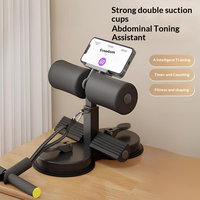 Appareil d'entraînement abdominal multifonction en acier avec support de pieds pour sit-ups, double ventouse, corde élastique, antidérapant, portable, pour usage domestique AI