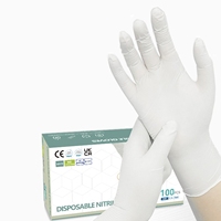 Gants en nitrile blancs de haute qualité, sans poudre, jetables, boîte de 100 pièces pour le travail des médecins