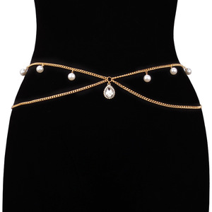 สร้อยคอแฟชั่นประดับมุกทองคำ จี้รูปหยดน้ำ ประดับเพชรเทียม เหมาะสำหรับใส่ไปทะเล สร้อยคาดเอวแบบเส้นเดียว ประดับมุกเทียม - Product Image 2