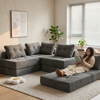 Komfortables Modernes Modulares Kombinations-Stoffsofa-Set, Vakuumverpacktes Ausziehbares Schlafsofa für Wohnzimmer