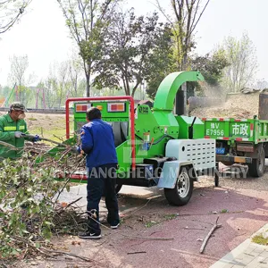 Chipper kayu 12 inci zhangsheng mesin diesel penghancur kayu ritel untuk pohon dan serpihan Cabang