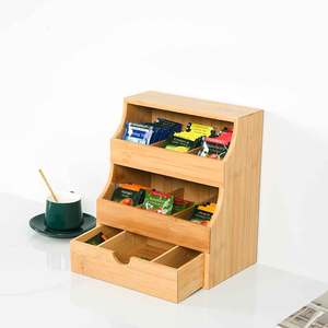 3 Layer Bamboo <strong>Tea</strong> Bag Organizer Storage Holder with Drawer Wood <strong>Tea</strong> <strong>Box</strong> Containers <strong>Tea</strong> Rack Teabag Station Stand - Product Image 5