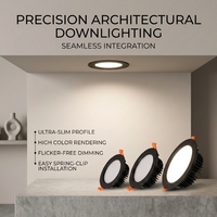 Plafonnier LED encastré ultra-plat pour bureau intérieur, 2, 3, 4, 5, 6, 8 pouces, 12W, 18W, 24W, pour zone commerciale
