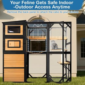 Grande Recinto per Gatti a 4 Livelli, Design Walk-in con 5 Porte, Tetto in Asfalto Resistente alle Intemperie, Copertura in PVC per Uso Interno/Esterno - Product Image 2
