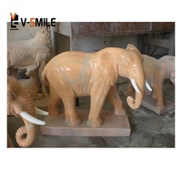 Vente chaude Décoration extérieure pour la maison Sculpture en pierre blanche grandeur nature Statue d'éléphant en marbre