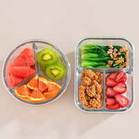 Boîte à lunch en verre résistant à la chaleur pour micro-ondes, boîte de conservation alimentaire transparente en verre, boîte de rangement scellée pour réfrigérateur, bol