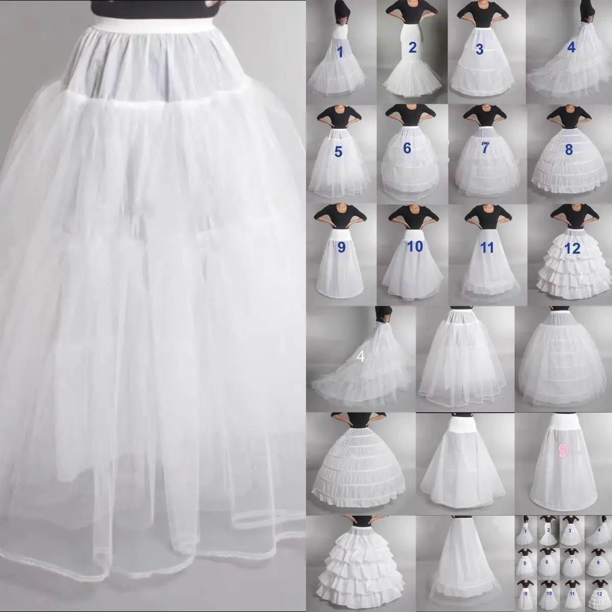 Rok Petticoats Gaun Pesta Pernikahan Stok Murah Rok Gaun Putri Duyung Putih untuk Wanita Gaun Pengantin