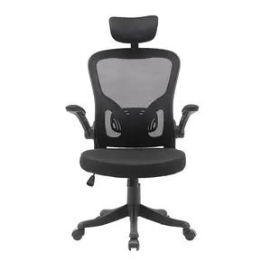 Office Furniture Boss Breathable Mesh Design High Back Desk Chair with Flip up Armrests for Conference Room