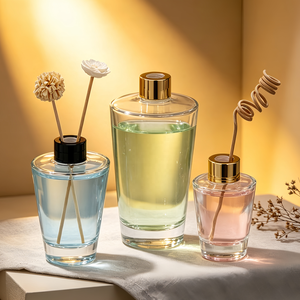 Moderna Bottiglia in Vetro a Cono Invertito Grande da 100ml 200ml 500ml per Diffusore di Aromi Fai-da-Te con <span class=keywords><strong>Bastoncini</strong></span> e Coperchio - Product Image 1