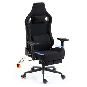 Silla de Juego para Computadora en Oferta, Silla Ergonómica para Videojuegos y Oficina con Reposapiés, Tapizada en Tela Negra - Product Image 2
