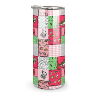 Gobelet isotherme personnalisé en acier inoxydable de 20 oz, motif patchwork western, avec paille et couvercle, pour café et voyage - Product Image 6