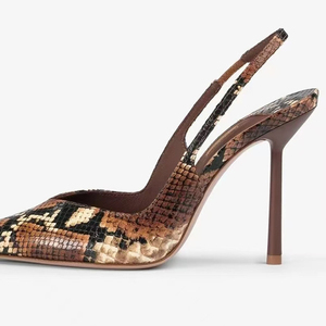Sandales personnalisées grande taille 46 pour femme, à bride arrière, talons hauts fins, motif serpent, escarpins slingback, chaussures de cérémonie à coupe large - Product Image 3