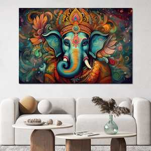 Trang trí nội thất Hindu thần Tôn Giáo tường nghệ thuật Áp phích bức tranh vải Ganesha hình ảnh in hình ảnh nổi Khung tranh - Product Image 3