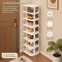 Meuble à chaussures moderne et simple à cinq niveaux, autoportant, en plastique, pour petits appartements, entrées étroites, anti-poussière, idéal pour la location