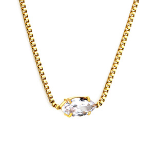 สร้อยคอจี้เพชรขาวสำหรับผู้หญิง ทอง 14K ทรงกรงเล็บ ทรงกลม สำหรับใส่ทุกวัน เครื่องประดับชั้นดี - Product Image 5