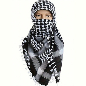 Foulard quadrato in cotone jacquard Al-Arafat best-seller, stile baffo, bianco e nero, per uomo musulmano, primavera - Product Image 5