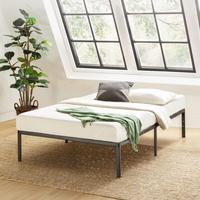 Lit plateforme en fer pour chambre à coucher, idéal pour une personne, pratique pour hôtel ou gîte, cadre de lit en fer détachable