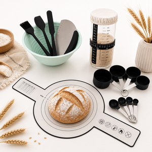 Kit de Iniciación <span class=keywords><strong>para</strong></span> <span class=keywords><strong>Pan</strong></span> de <span class=keywords><strong>Levadura</strong></span> Natural, Cortadores de Repostería <span class=keywords><strong>para</strong></span> <span class=keywords><strong>Pan</strong></span> Casero, Juego Completo Ovalado <span class=keywords><strong>para</strong></span> Medir, Mezclar y Preparar Masa - Product Image 1