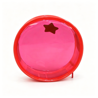 Pochette de maquillage personnalisée transparente et mignonne avec imprimé étoile, emballage cadeau, fermeture à glissière, sac en PVC plastique, petit sac rond pour maquillage