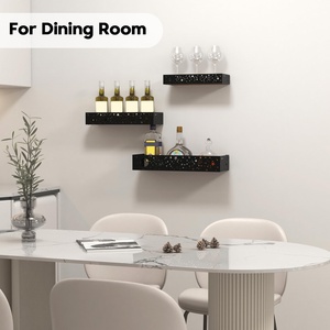 Moon and Stars <strong>Wall</strong> Shelves Black, Set of 3 Small Floating Shelves for <strong>Bedroom</strong> Living Room <strong>Wall</strong> <strong>Storage</strong> or Decor, Brown Board - Product Image 2