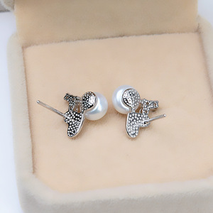 Pendientes de Plata S925 con Forma de Piña y Perlas de 8-12 mm, JG5132, Accesorios para el Cabello Hechos a Mano, Bandeja Vacía para Joyería Personalizada de Lujo - Product Image 3