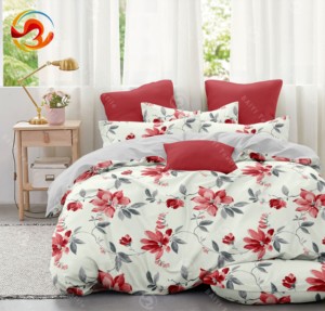 Parure de lit imprimée en usine pour lit Queen Size, en microfibre de polyester brossée, drap-housse, taie d'oreiller, linge de maison, 3 pièces - Product Image 4