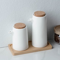 Japanese Style Ceramic Seasoning & Condiment Set with Spout for Kitchen Use Oil Soy Sauce Vinegar Salt