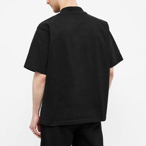 280GSM Custom Heavy Tees Thick Cotton <b>Tshirts</b> High Collar Big and Tall Fit Mock Neck Black Drop Shoulder T Shirt - Product Image 2