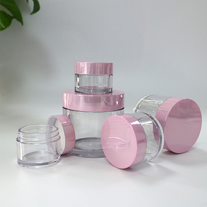 1Oz 2Oz 4Oz 3 Oz 8Oz 15G 30G Cosmetic Packaging Custom Logo Empty Clear Powder Container Plastic Cosmetic Jar With Gold Pink Lid