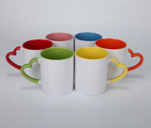 11oz Heart Rim Handle Color Blanks <b>Enamel</b> Coffee Mug Sublimation Mugs Supplier Wholesale - Product Image 2