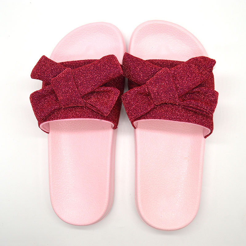 Fashion Summer Flat Slippers Bow Upper Soft Sole EVA PVC Women Slides Shoes 2023