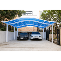 Abri de voiture en aluminium robuste, toit en arche moderne, construction durable pour une longue durée de vie, assemblage rapide, kit à assembler par visage à visage pour voiture et jardin