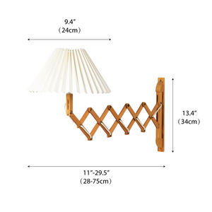 Lámpara de <span class=keywords><strong>Pared</strong></span> Estilo Nórdico Japandi, Brazo de Tijera de Madera, Pantalla de Papel Plegado, Ajustable, Única, <span class=keywords><strong>Extensible</strong></span>, Tipo Acordeón - Product Image 5