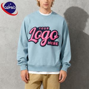 QZFSO vente en gros 380 GSM fabricant de vêtements personnalisé imprimé brodé Logo motif graphique col rond O cou sweats - Product Image 1