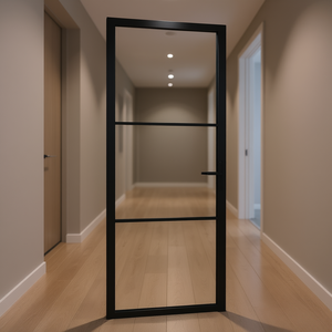 Porte intérieure en verre ESG noir et aluminium 32,7" x 79,3" Modèle D0100H5XMKT - Product Image 2