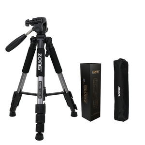 ZOMEI Q111 Gümüş Renkli Taşınabilir Alüminyum Alaşımlı Kamera <span class=keywords><strong>Tripod</strong></span>'u 5KG Taşıma Kapasitesi 145cm Maksimum Yükseklik Su Terazisi Halka Işık Flip CE - Product Image 1
