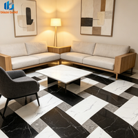 Offre Spéciale – Carrelage en Porcelaine Mat 800x800mm, Noir, Blanc, Gris Moderne, Effet Tissé 4 Pièces pour Sols de Salle de Bain