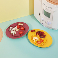 Ensemble de vaisselle en silicone pour enfants, sans BPA, en forme d'ours mignon, avec compartiments, bol à ventouse, assiette pour bébé, sans danger pour les aliments, pour l'alimentation
