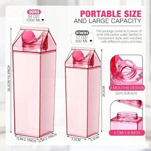 Custom logo Plastic Color Creative <b>Milk</b> <b>Box</b> Cup Leak Proof Can Hold Juice <b>Milk</b> Tea Cup for Outdoor Sports Travel Camping - Product Image 2