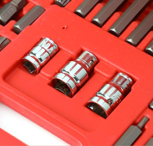 Jeu <span class=keywords><strong>de</strong></span> 75 embouts <span class=keywords><strong>de</strong></span> douilles longs et courts, hexagonaux, Torx, combinés, en CRV, 3/8" et 1/2" - Product Image 3