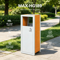 Poubelle de rangement en acier galvanisé et WPC, écologique, recyclable, 48L, pour usage commercial et public en extérieur