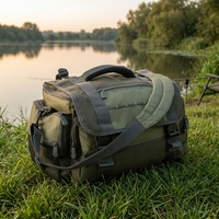 Sac de pêche à la carpe imperméable en polyester à trois couches, grande capacité, avec bandoulière pour canne à pêche et rangement d'équipement de plein air