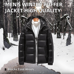 Veste matelassée à capuche pour homme décontractée en gros, col montant, fermeture éclair, hiver, polyester de haute qualité, coupe-vent, respirante - Product Image 2