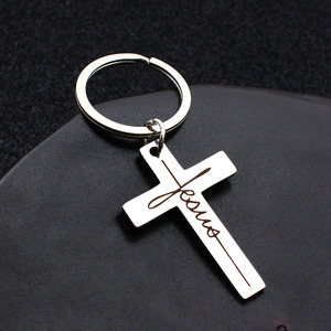 Porte-clés en acier inoxydable avec crucifix religieux, croix <span class=keywords><strong>de</strong></span> <span class=keywords><strong>la</strong></span> foi, <span class=keywords><strong>Jésus</strong></span>, cadeau <span class=keywords><strong>de</strong></span> prière chrétienne, breloque, accessoires <span class=keywords><strong>de</strong></span> bijoux - Product Image 5