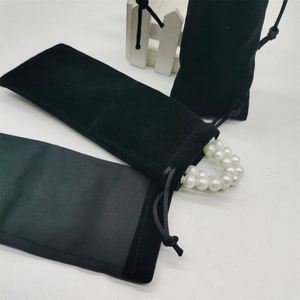 8*18cm Long <b>Black</b> <b>Velvet</b> Pouch Long Pile Flocking <b>Fabric</b> Tool Bag Cosmetics Storage Jewelry Bag - Product Image 2